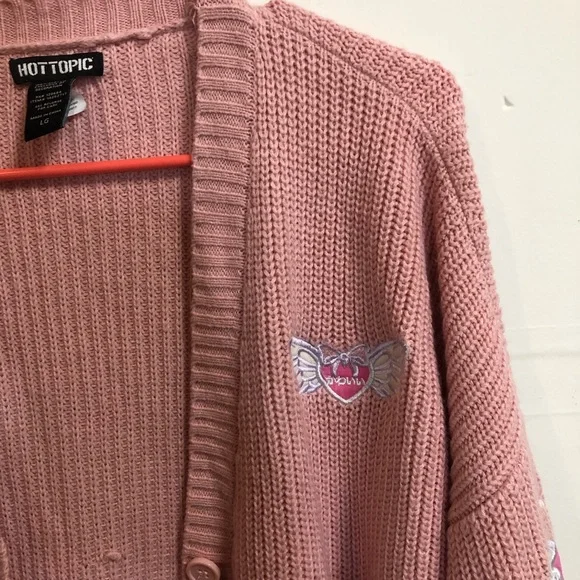 Hot Topic Pink Cardigan with Embroidered Details - Picture 3 of 3
